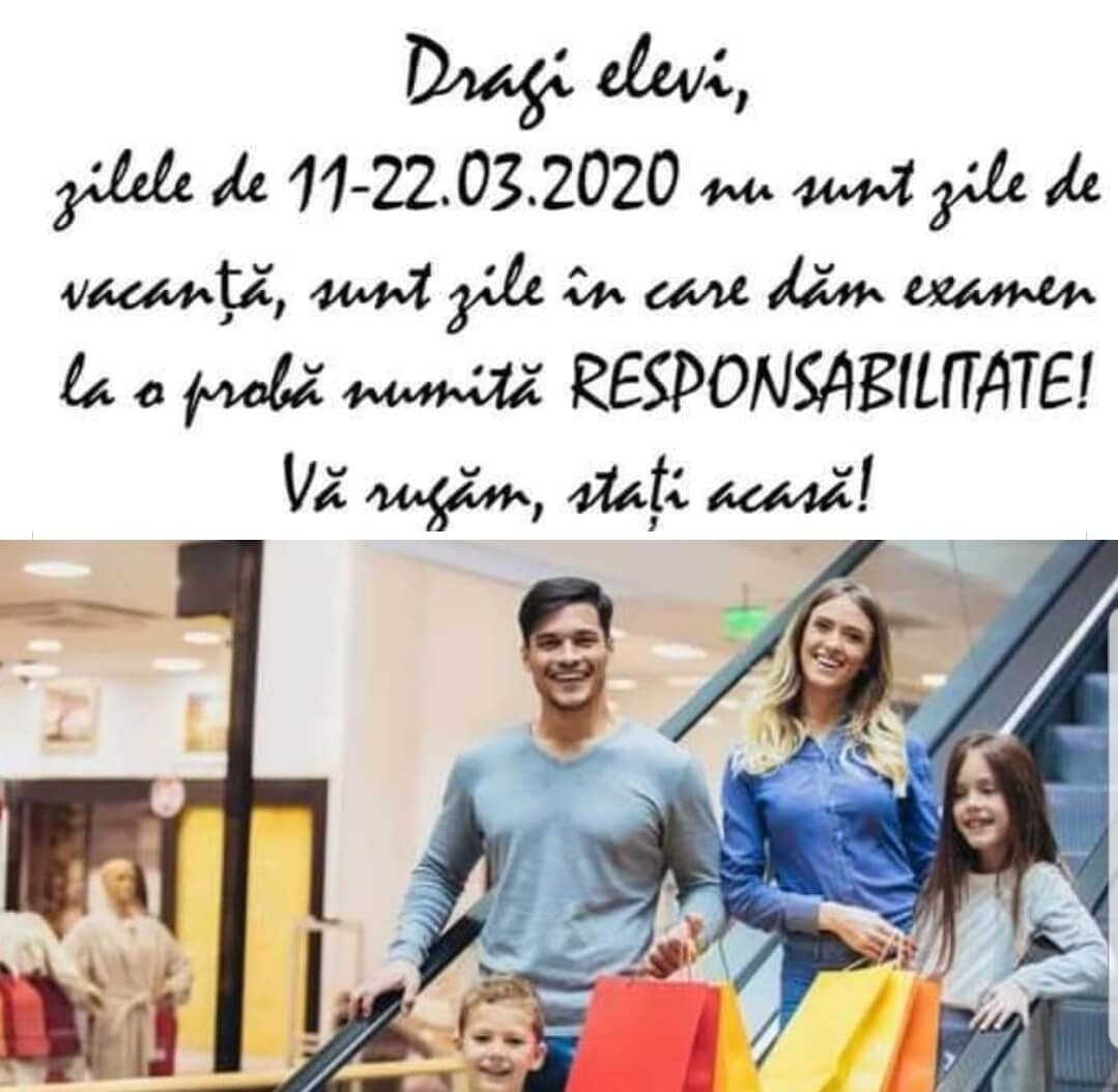 ANUNȚ IMPORTANT – SUSPENDAREA CURSURILOR ȘCOLARE